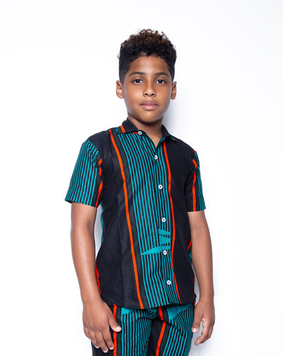 Boys Collared Striped Button-Down Shirt